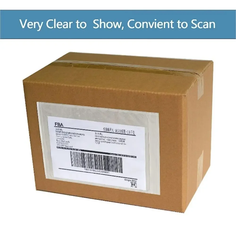 100 Clear Plastic Adhesive Packing Sleeve Mailing Shipping Labels - 7.5…